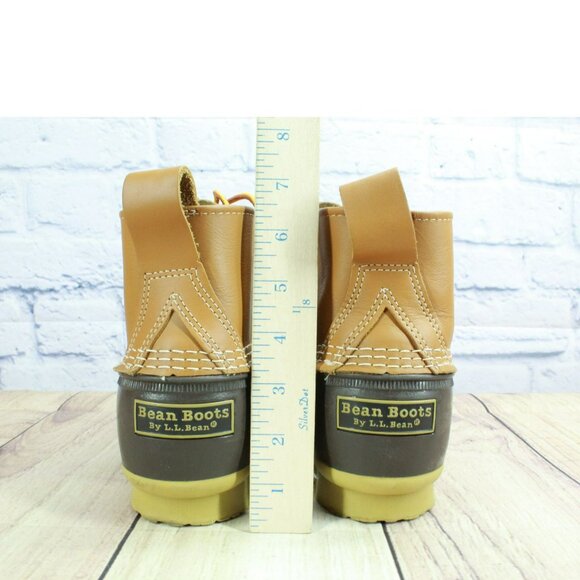 LL Bean Brown Leather Lace Up Unlined Round Toe  Ankle Duck Boots Size 12 M - Picture 6 of 11